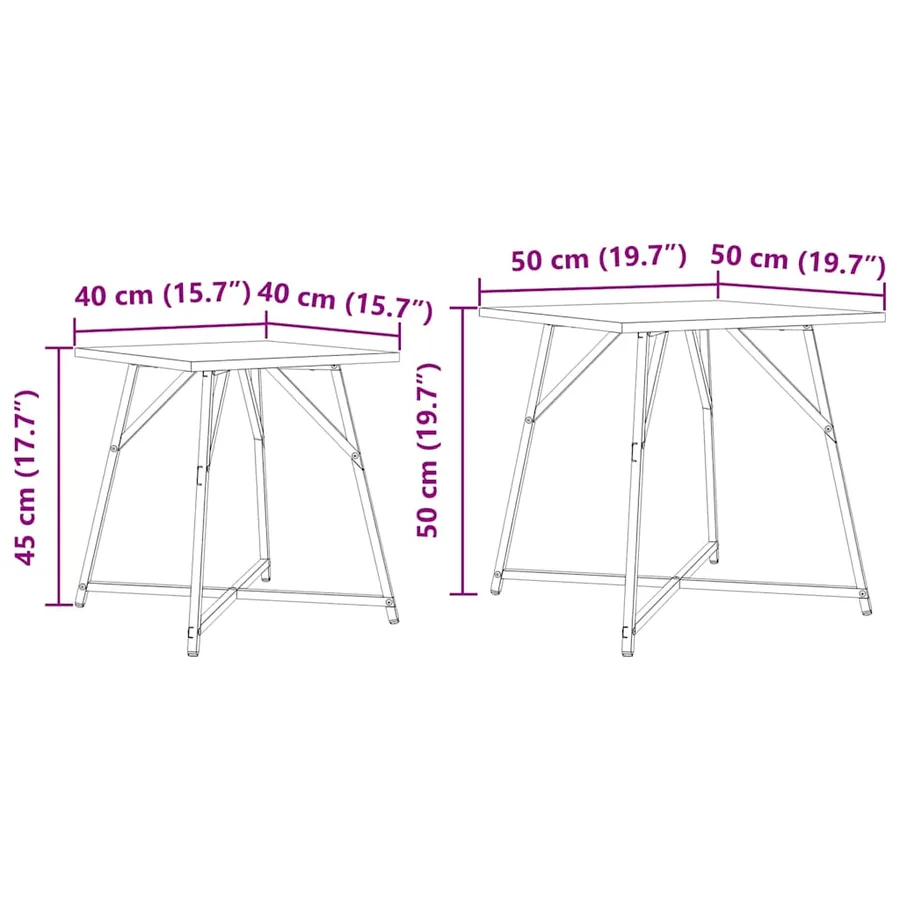 Ensemble de tables d'appoint 2 pcs Chêne noir - 10