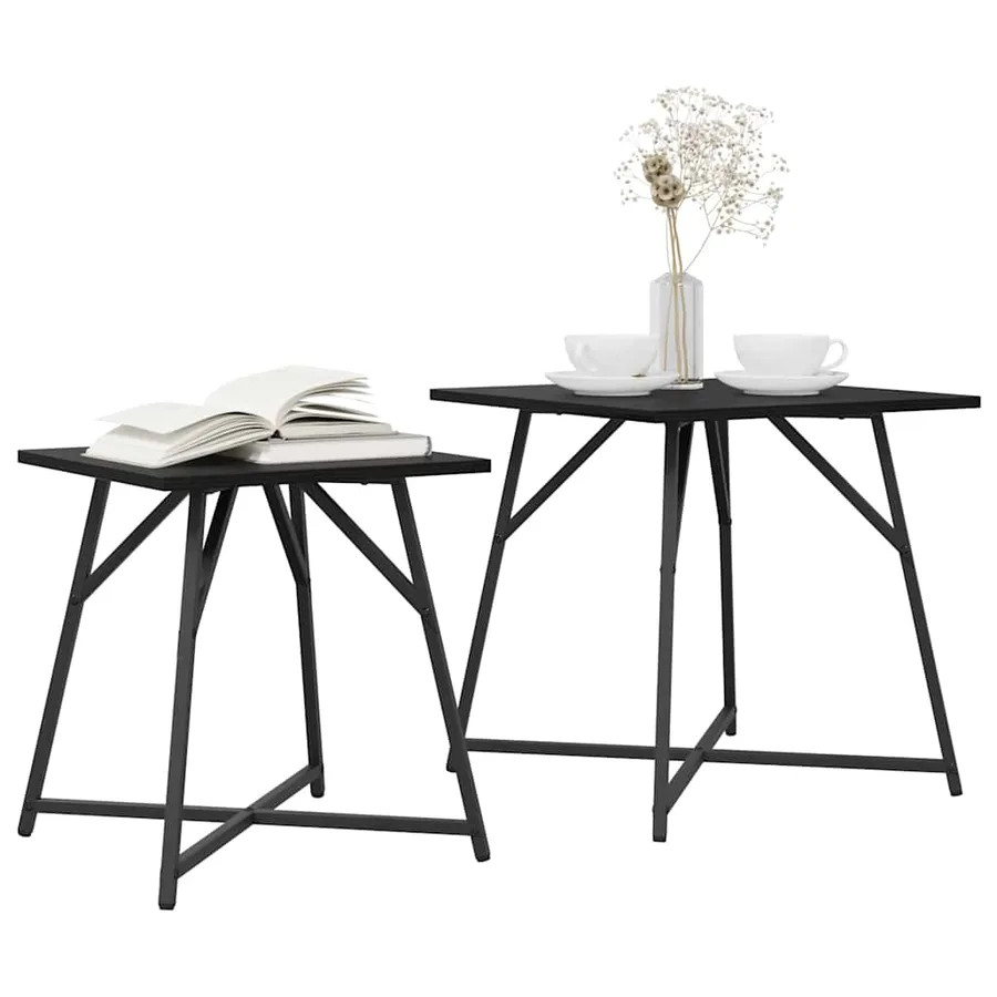 Ensemble de tables d'appoint 2 pcs Chêne noir - 3