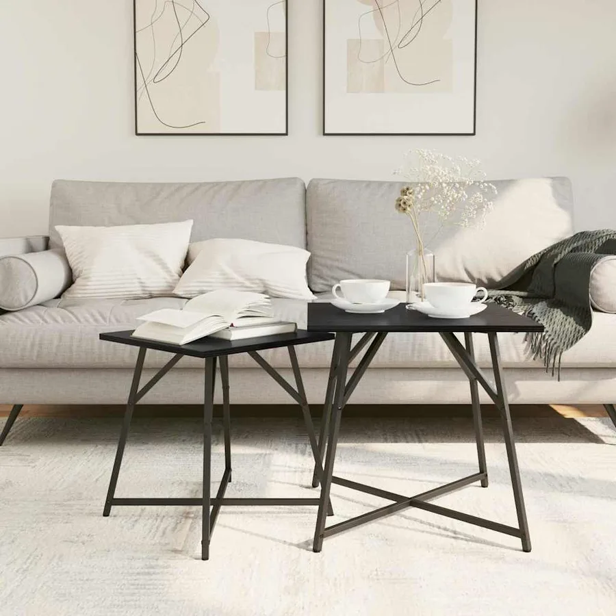 Ensemble de tables d'appoint 2 pcs Chêne noir - 4