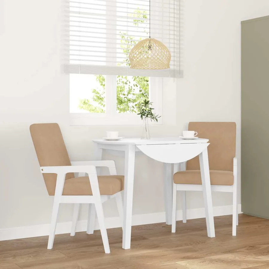 Chaises de salle à manger avec coussins (2 pcs) bois massif blanc caoutchouc