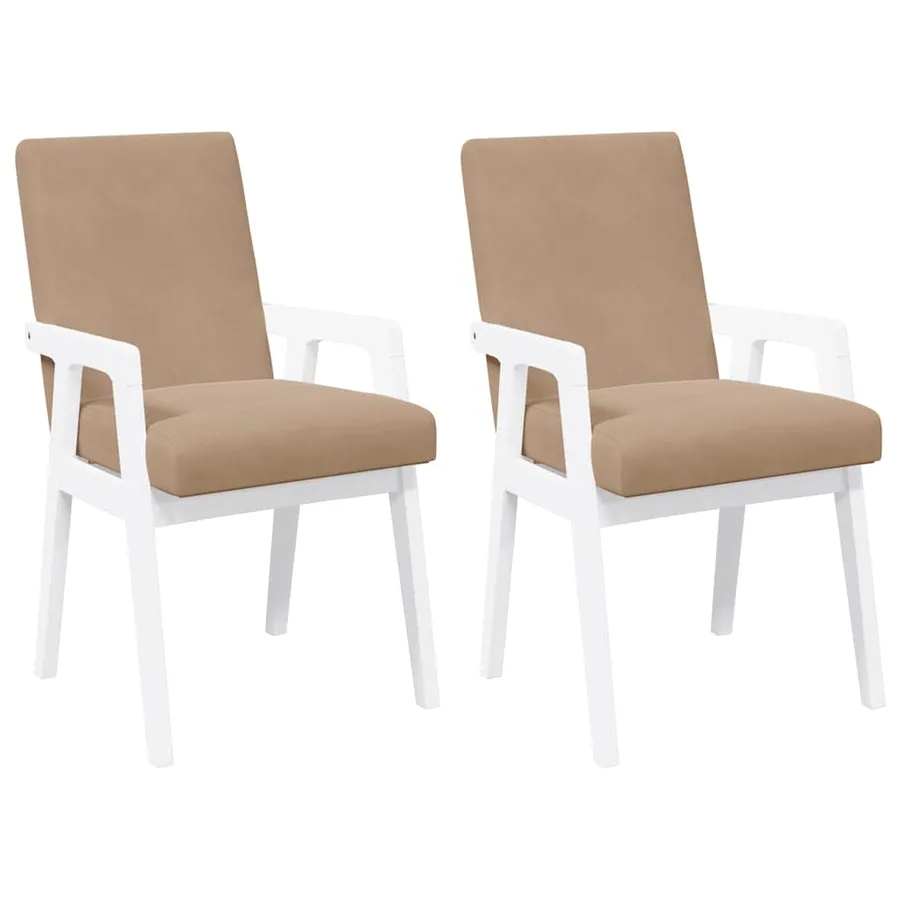 Chaises de salle à manger avec coussins (2 pcs) bois massif blanc caoutchouc - 2