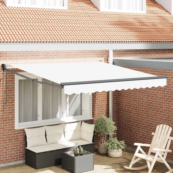 Auvent rétractable Blanc 350 x 250 cm Polyester et métal