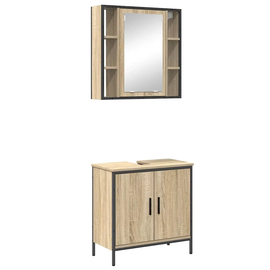 Ensemble de mobilier de salle de bain avec étagère 2 pcs Marron - 2