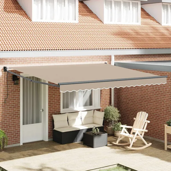 Auvent rétractable Beige 400 × 300 cm Polyester et métal
