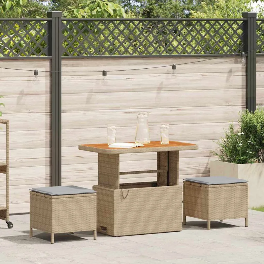Ensemble de salle à manger pour jardin Beige polyrotin