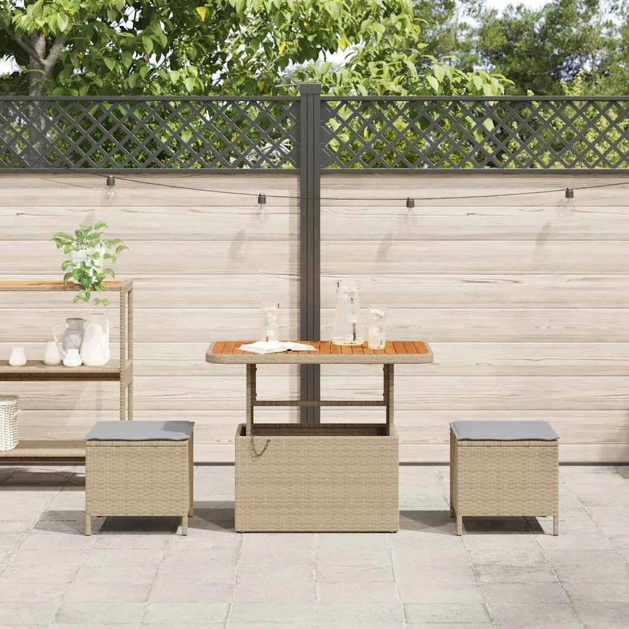 Ensemble de salle à manger pour jardin Beige polyrotin - 4