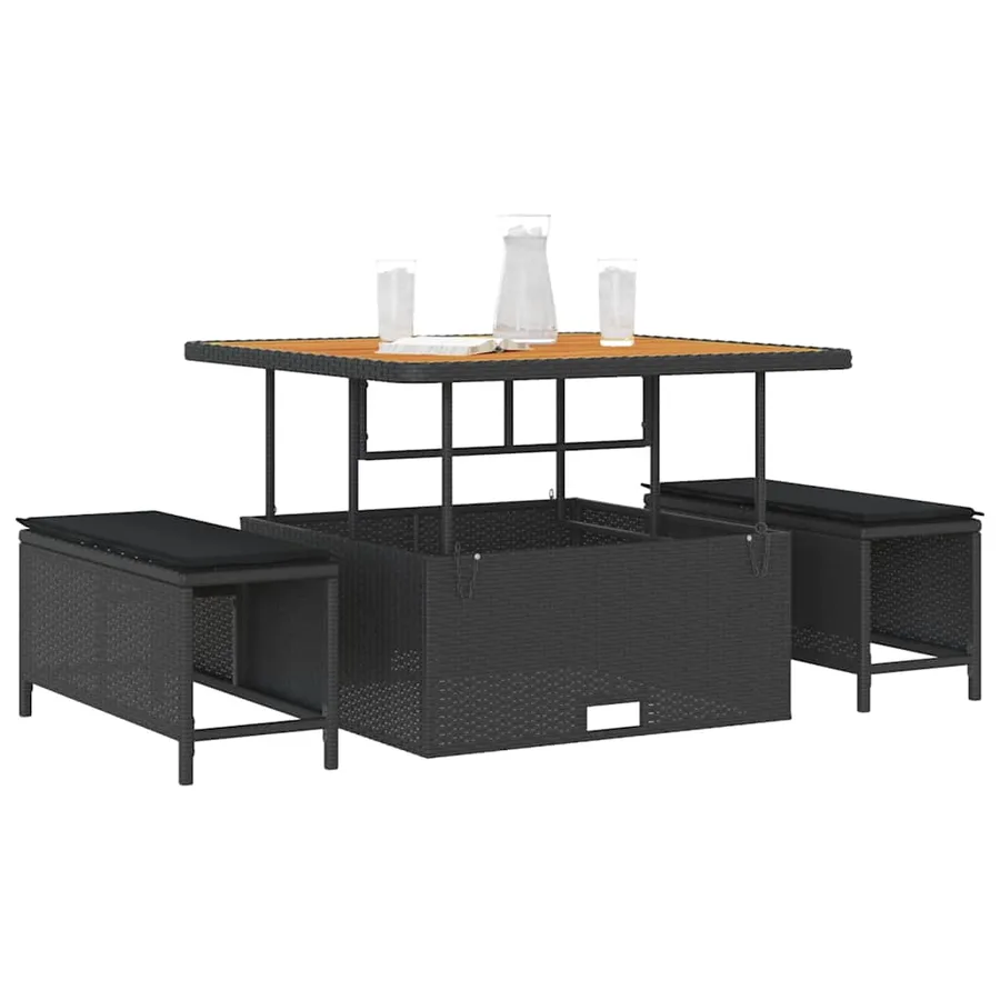 Ensemble de salle à manger pour jardin Noir polyrotin - 3