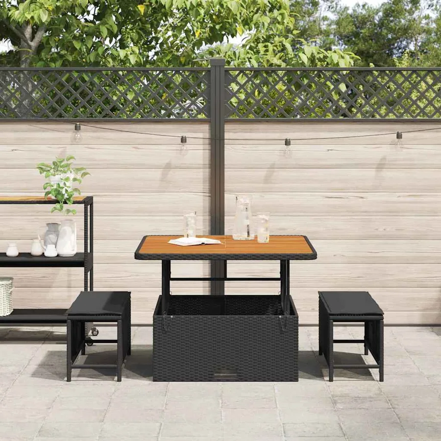 Ensemble de salle à manger pour jardin Noir polyrotin - 4