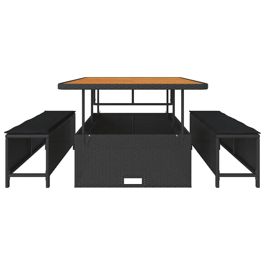 Ensemble de salle à manger pour jardin Noir polyrotin - 7