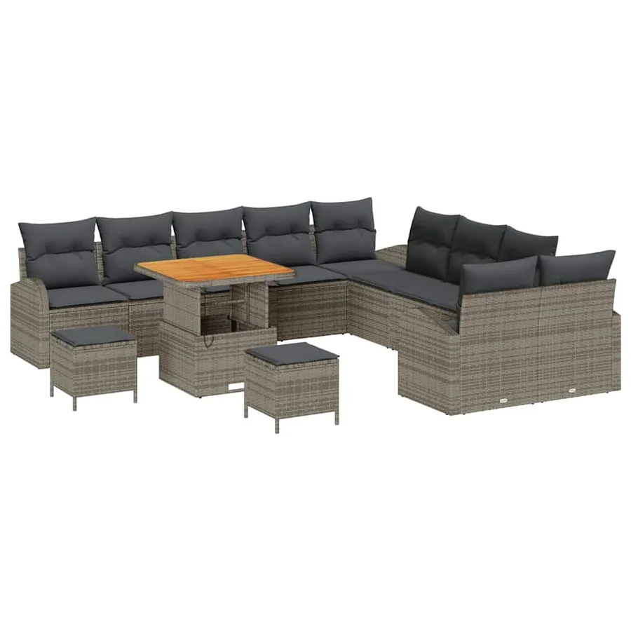 Ensemble de canapé de jardin avec coussin 13 pcs Gris - 2