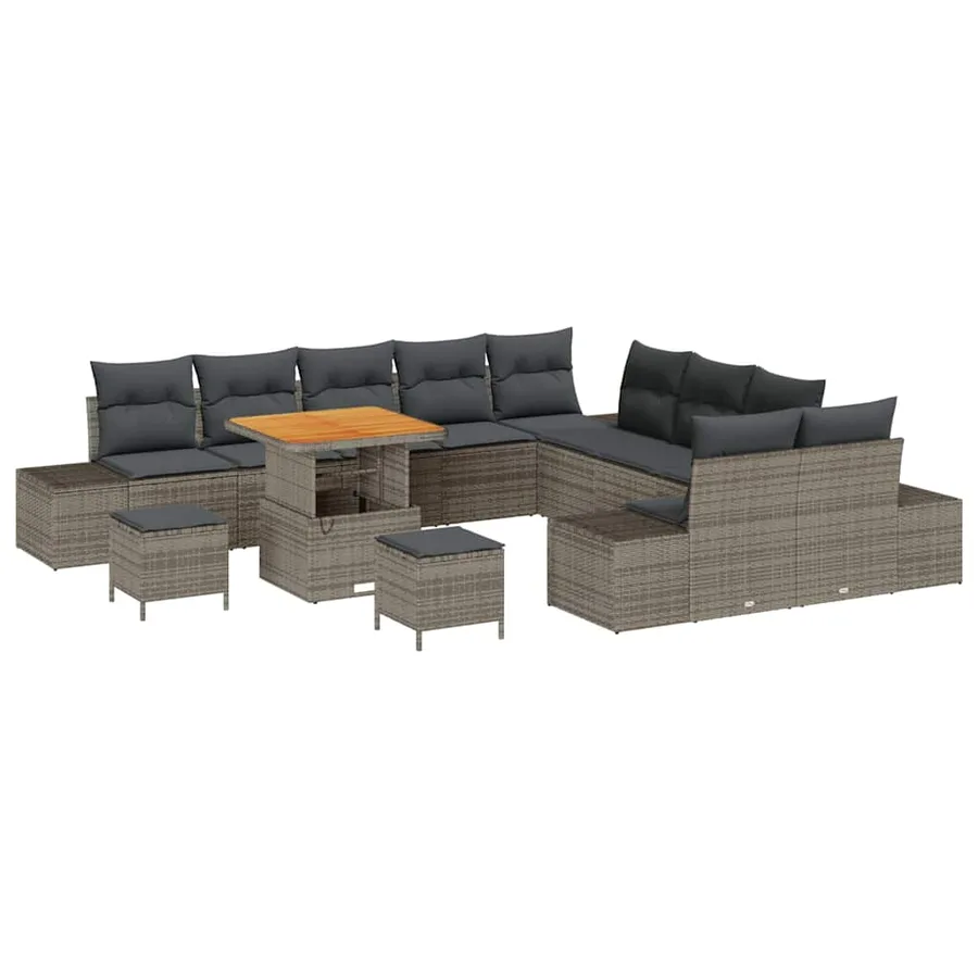 Ensemble de canapé de jardin 13 pcs Gris Poly rotin - 2