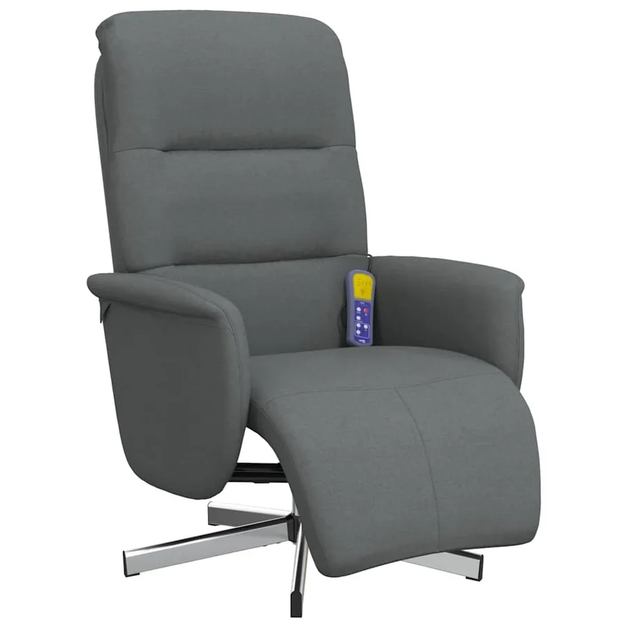 Fauteuil inclinable de massage et repose-pieds gris foncé tissu - 3