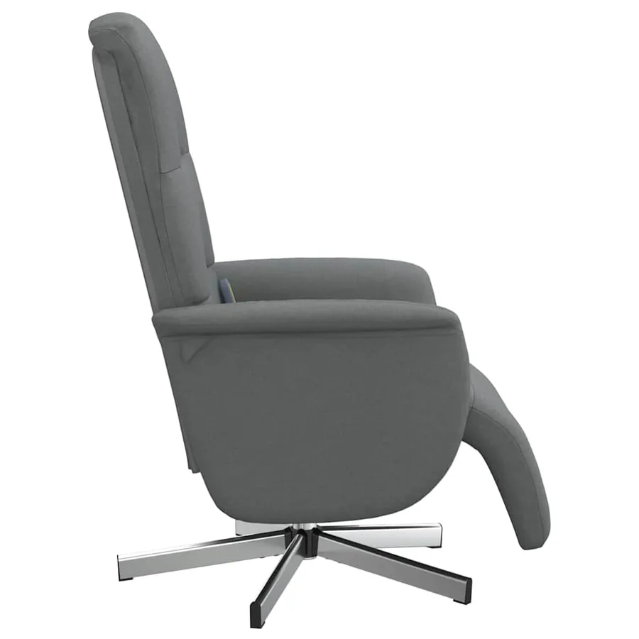 Fauteuil inclinable de massage et repose-pieds gris foncé tissu - 5