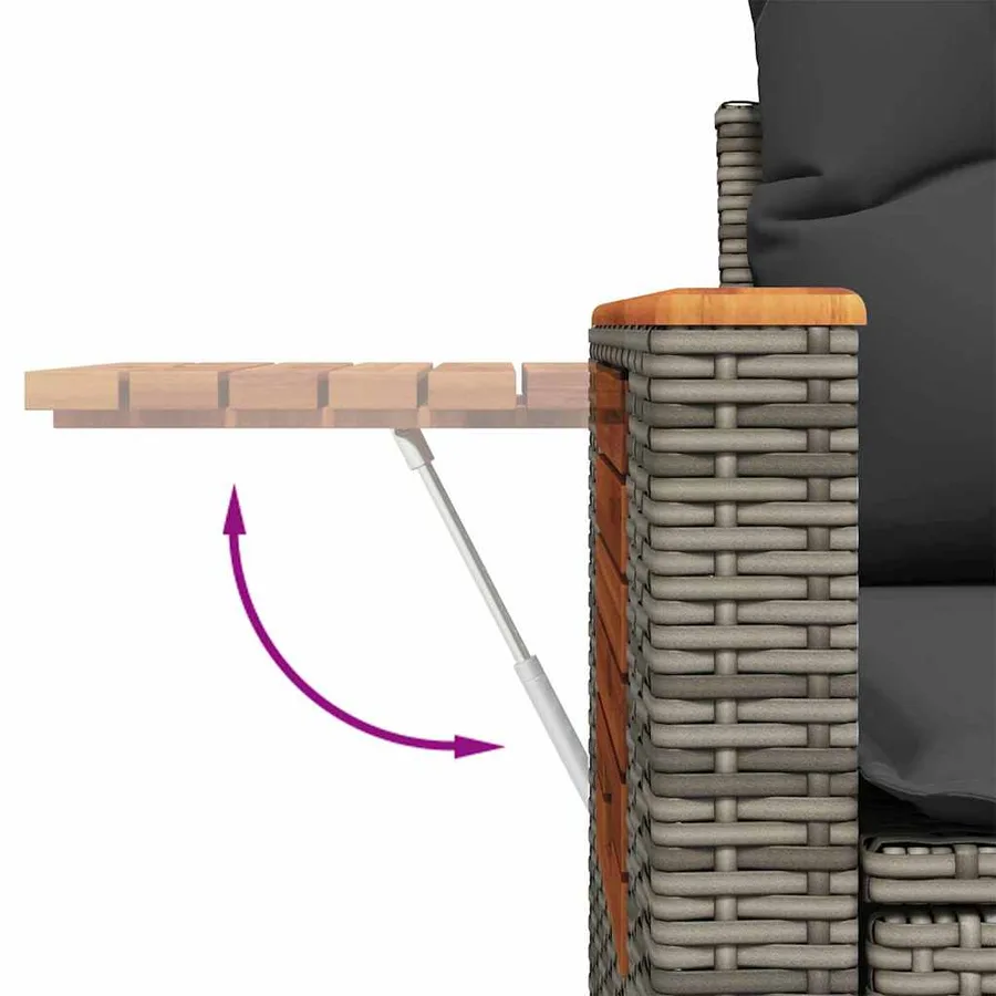 Ensemble de canapé de jardin avec coussin 9 pcs Gris polyrotin - 14