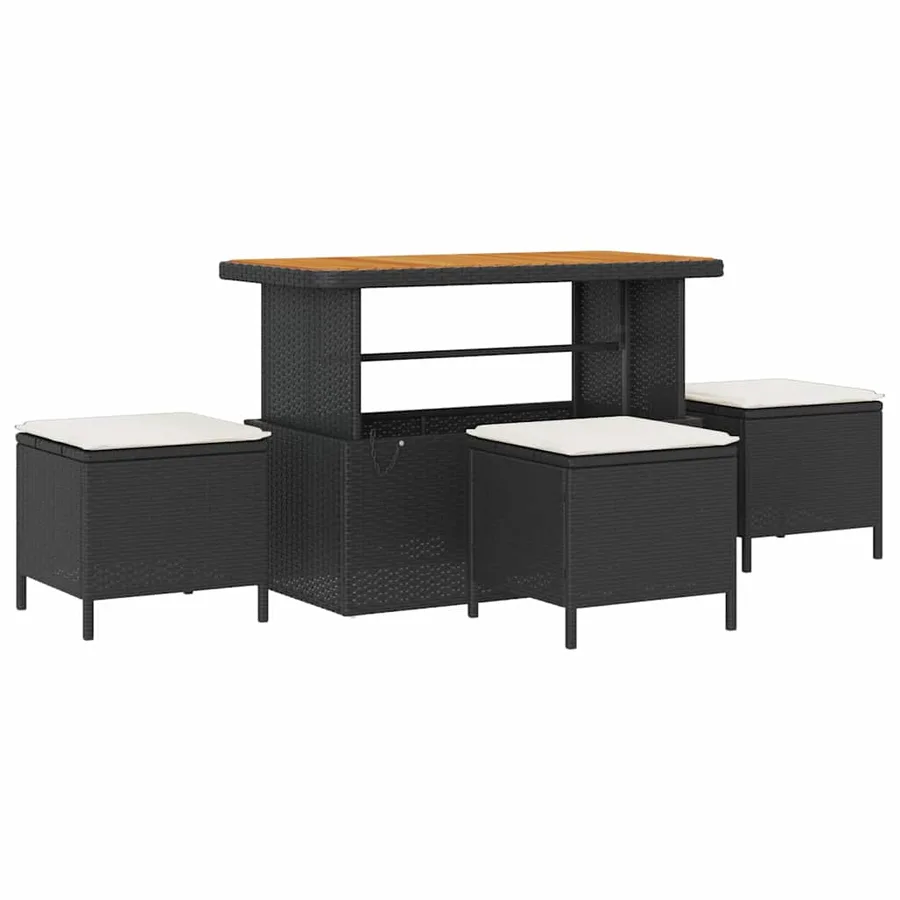 Ensemble de canapé de jardin avec coussin 14 pcs Noir polyrotin - 4