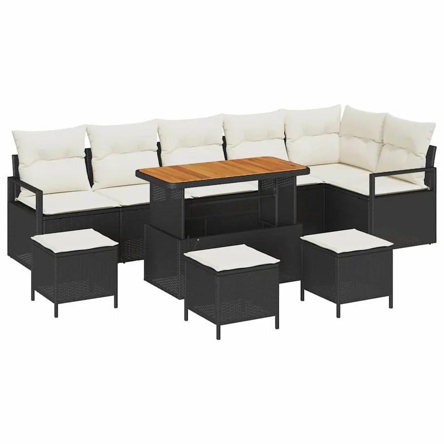 Ensemble de canapé de jardin 10 pcs Noir Poly rotin - 2