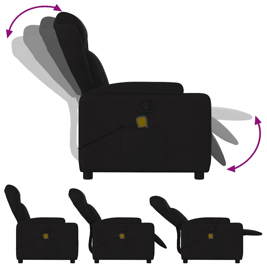 Fauteuil de massage inclinable noir tissu - 5