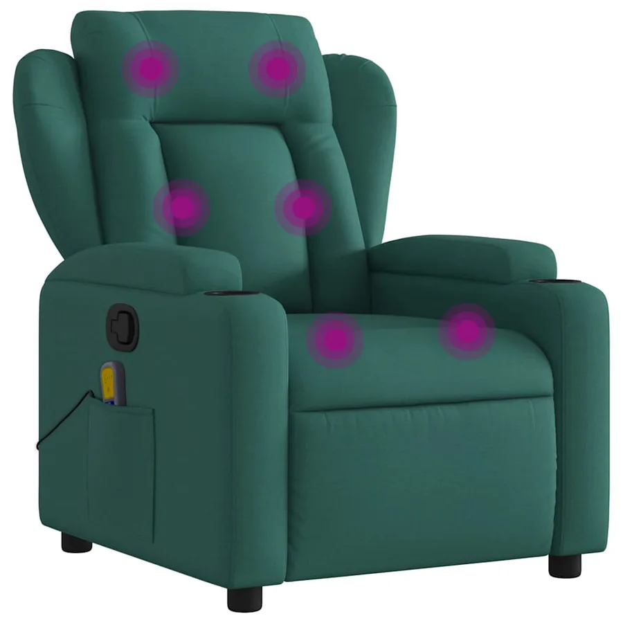 Fauteuil inclinable de massage vert foncé tissu - 2