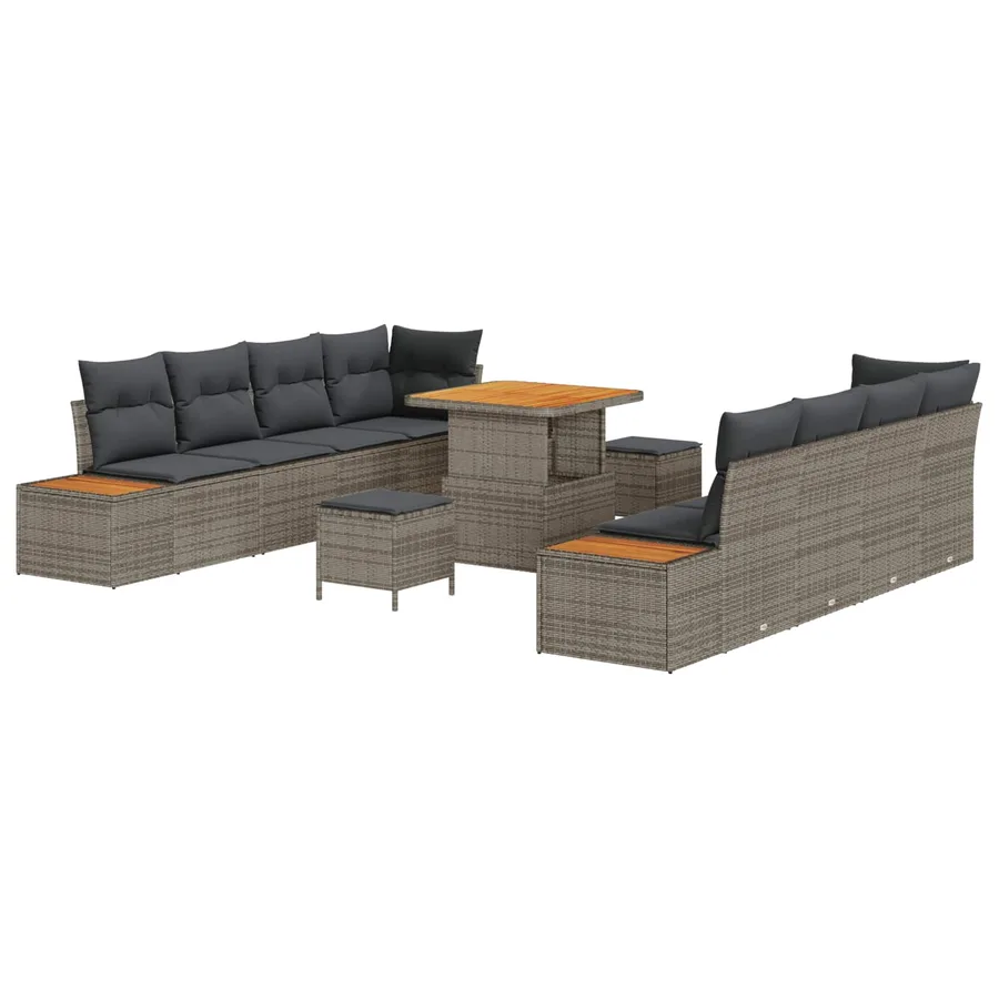 Ensemble de canapé de jardin avec coussin 11 pcs Gris - 2