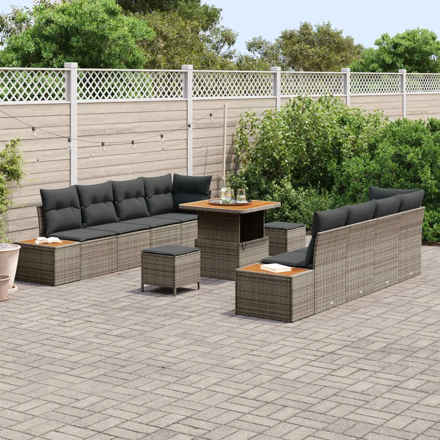 Ensemble de canapé de jardin avec coussin 11 pcs Gris - 3