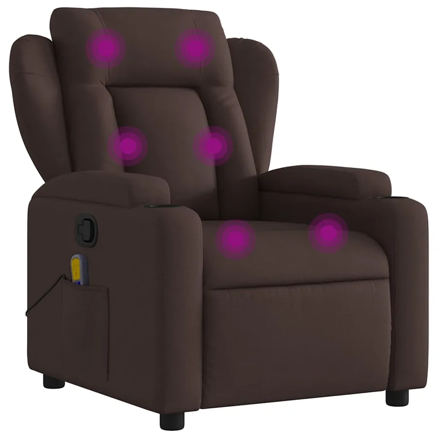Fauteuil de massage inclinable Marron foncé Tissu - 2