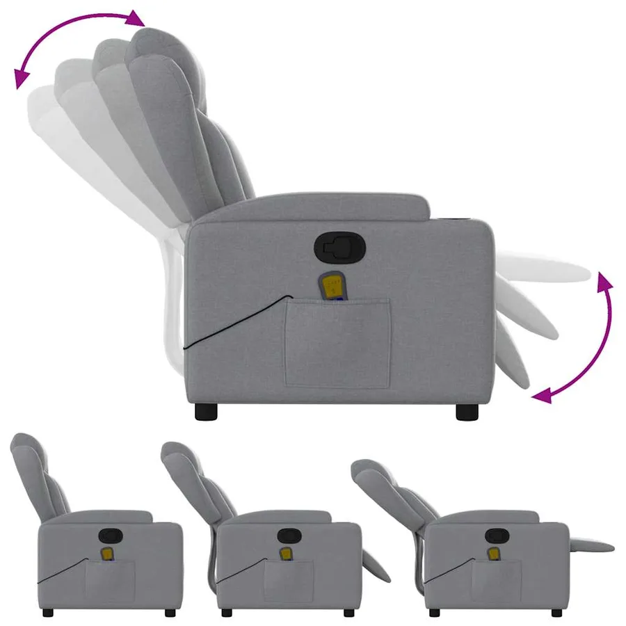 Fauteuil de massage inclinable Gris clair Tissu - 6
