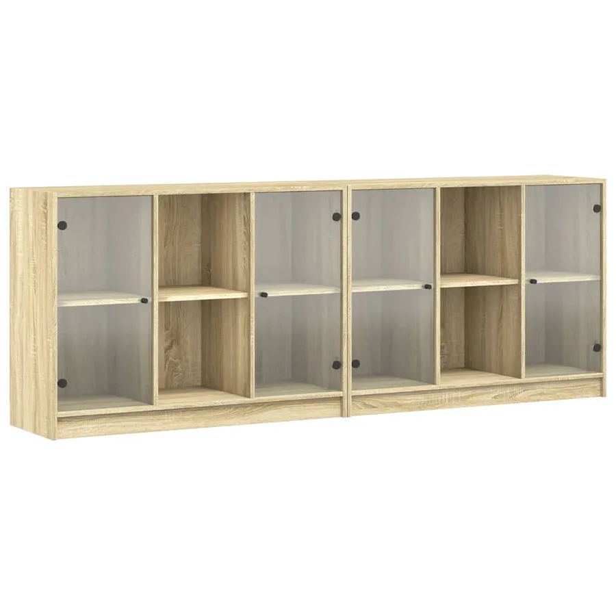 Bibliothèque avec portes chêne sonoma 204x37x75 cm - 2