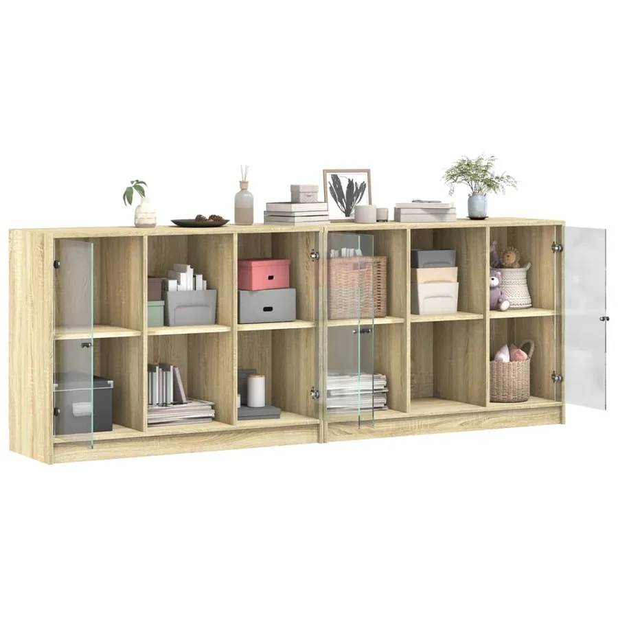 Bibliothèque avec portes chêne sonoma 204x37x75 cm - 4