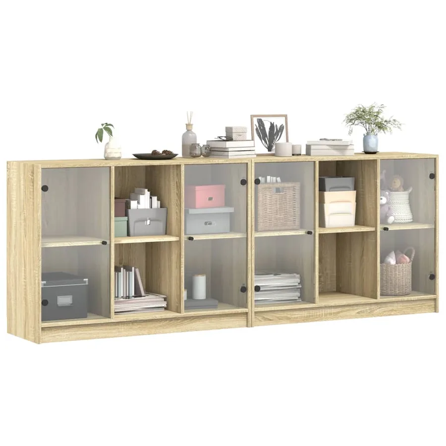 Bibliothèque avec portes chêne sonoma 204x37x75 cm - 5