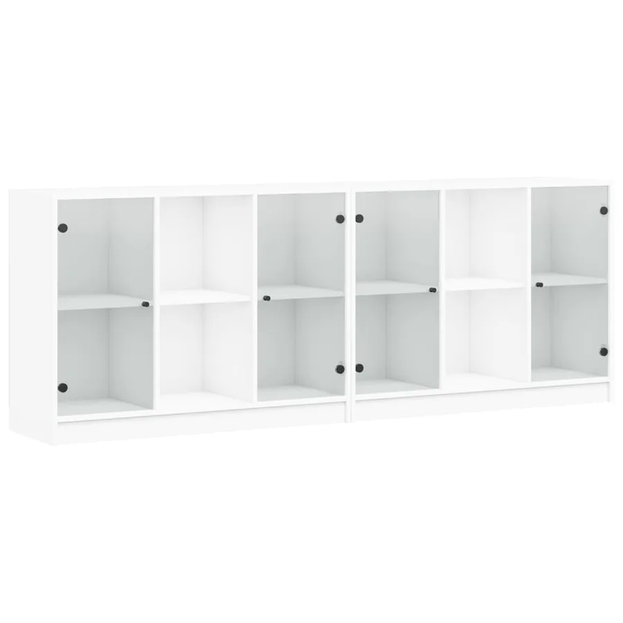 Bibliothèque avec portes blanc 204x37x75 cm bois d'ingénierie - 2