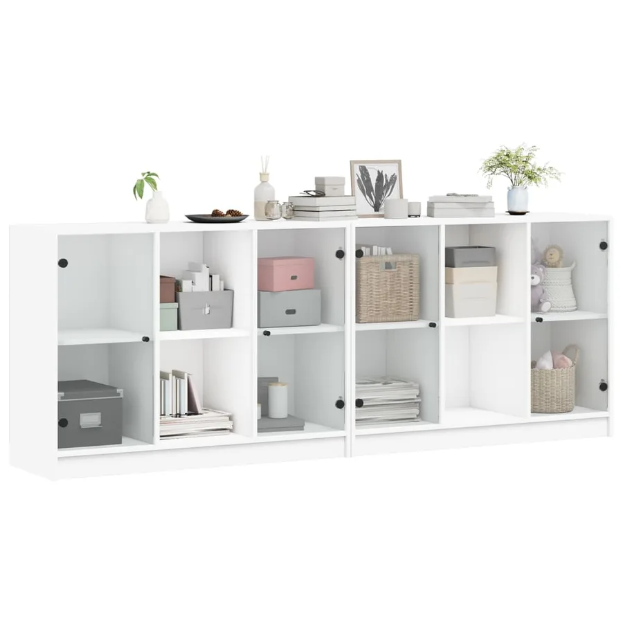Bibliothèque avec portes blanc 204x37x75 cm bois d'ingénierie - 5
