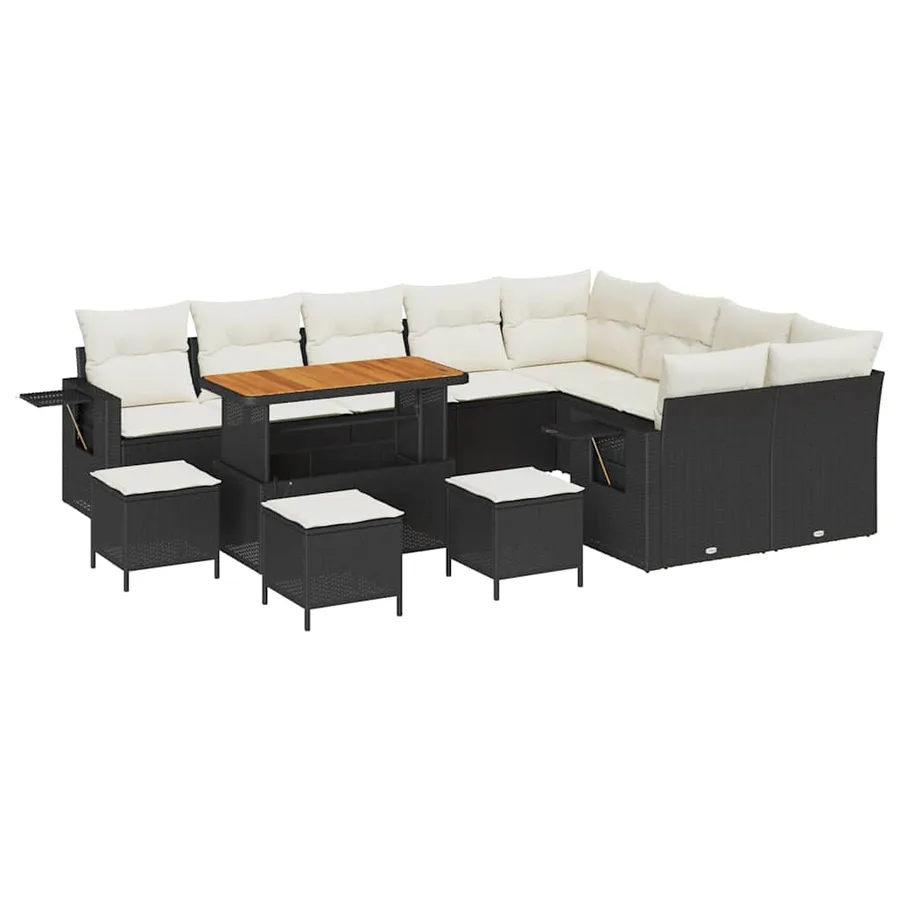 Ensemble de canapé de jardin 13 pcs Noir polyrotin - 2