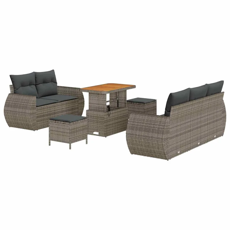 Ensemble de canapé de jardin 8 pcs Gris polyrotin - 2