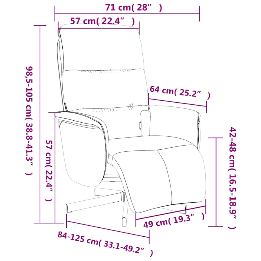 Fauteuil inclinable de massage avec repose-pieds marron tissu - 11