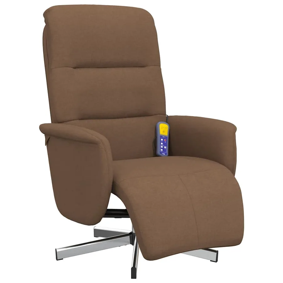 Fauteuil inclinable de massage avec repose-pieds marron tissu - 3