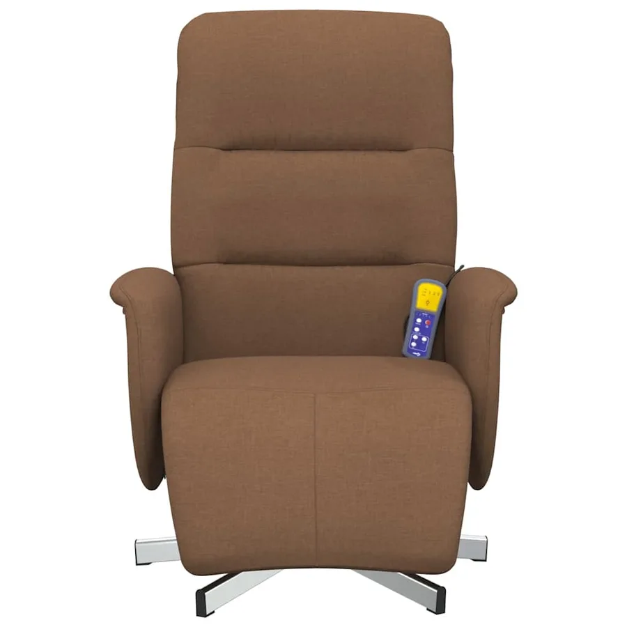 Fauteuil inclinable de massage avec repose-pieds marron tissu - 4