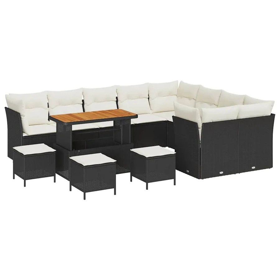 Ensemble de canapé de jardin 13 pcs Noir polyrotin - 2