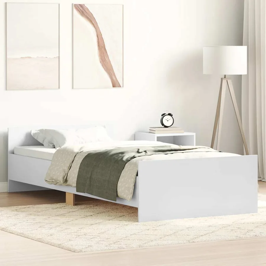 Cadre de lit sans matelas blanc 100x200 cm bois d'ingénierie