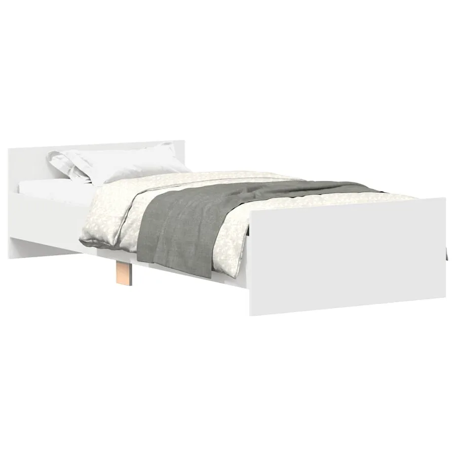 Cadre de lit sans matelas blanc 100x200 cm bois d'ingénierie - 2