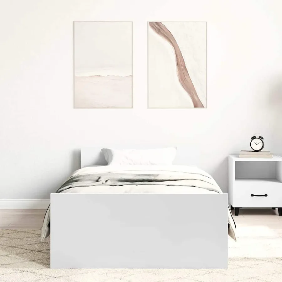 Cadre de lit sans matelas blanc 100x200 cm bois d'ingénierie - 4