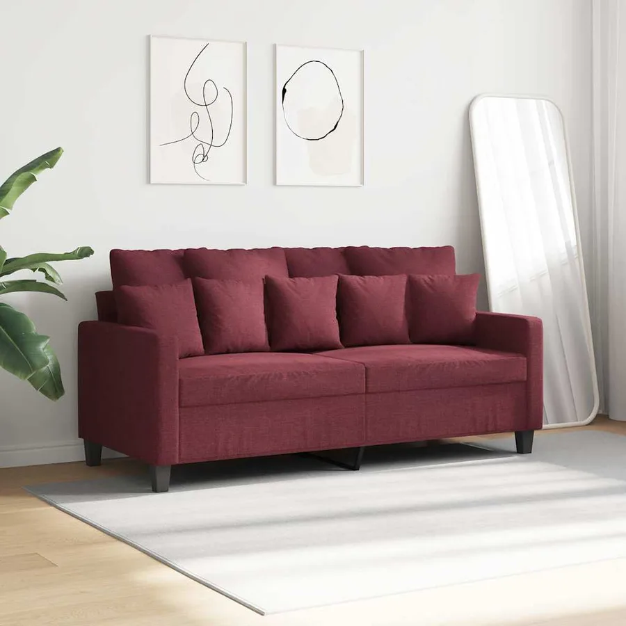 Canapé à 2 places Rouge bordeaux 140 cm Tissu - 3