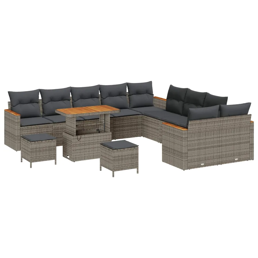 Ensemble de canapé de jardin 13 pcs Gris polyrotin - 2