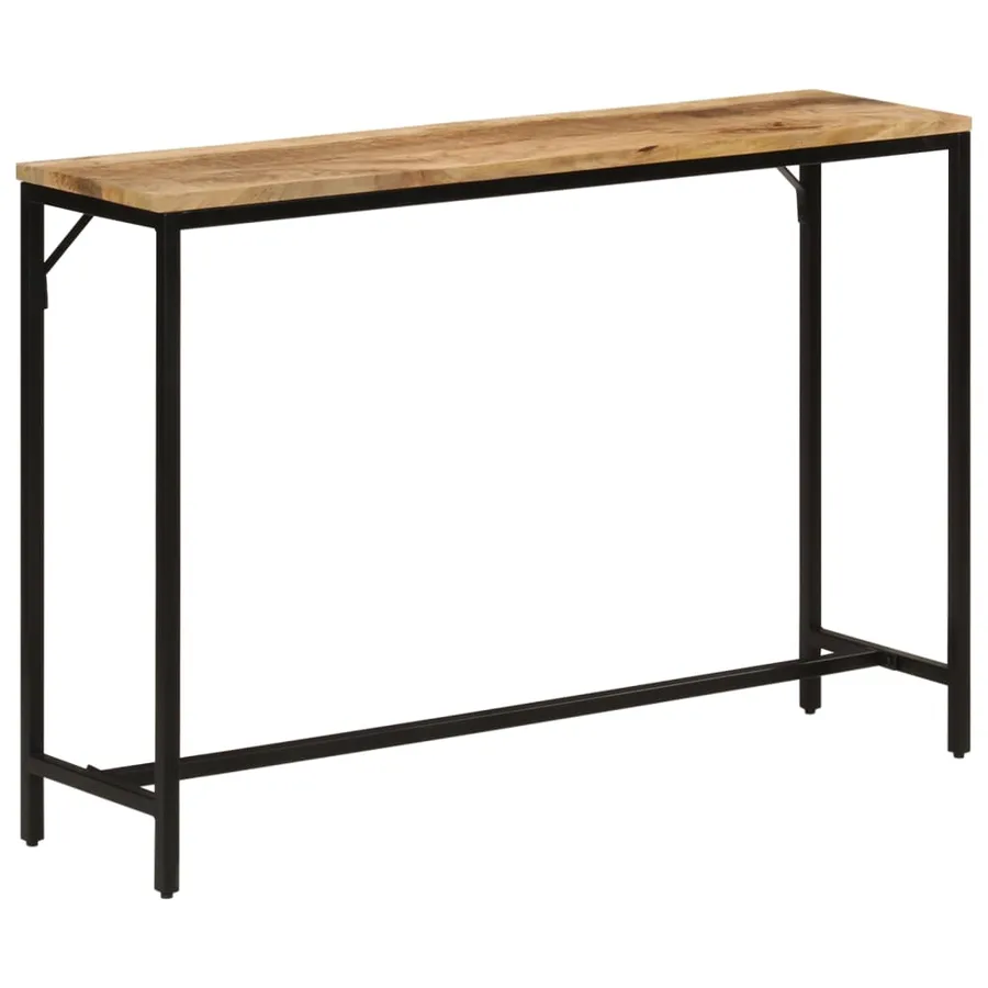Table console 110x30x75 cm bois de manguier massif brut et fer - 10