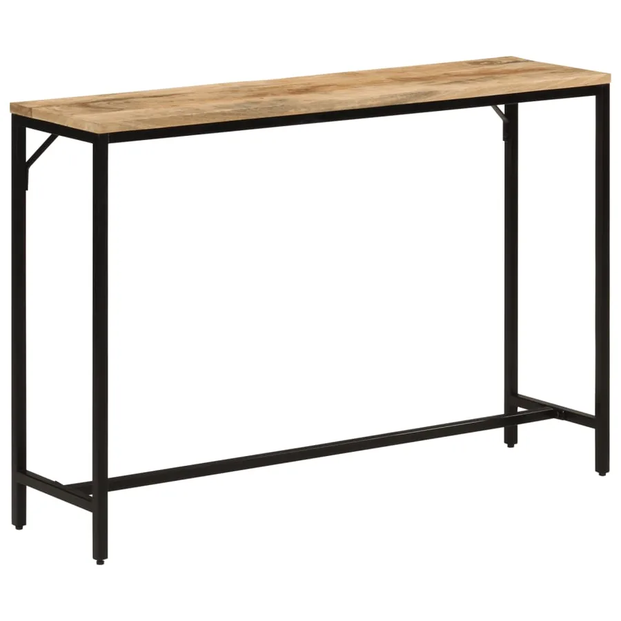 Table console 110x30x75 cm bois de manguier massif brut et fer - 9