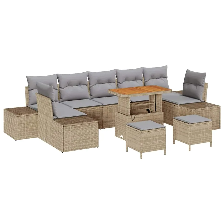 Ensemble de canapé de jardin 10 pcs Beige polyrotin - 2