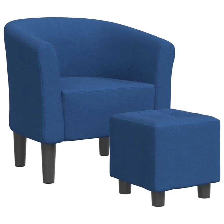 Chaise cabriolet avec repose-pied bleu tissu - 2
