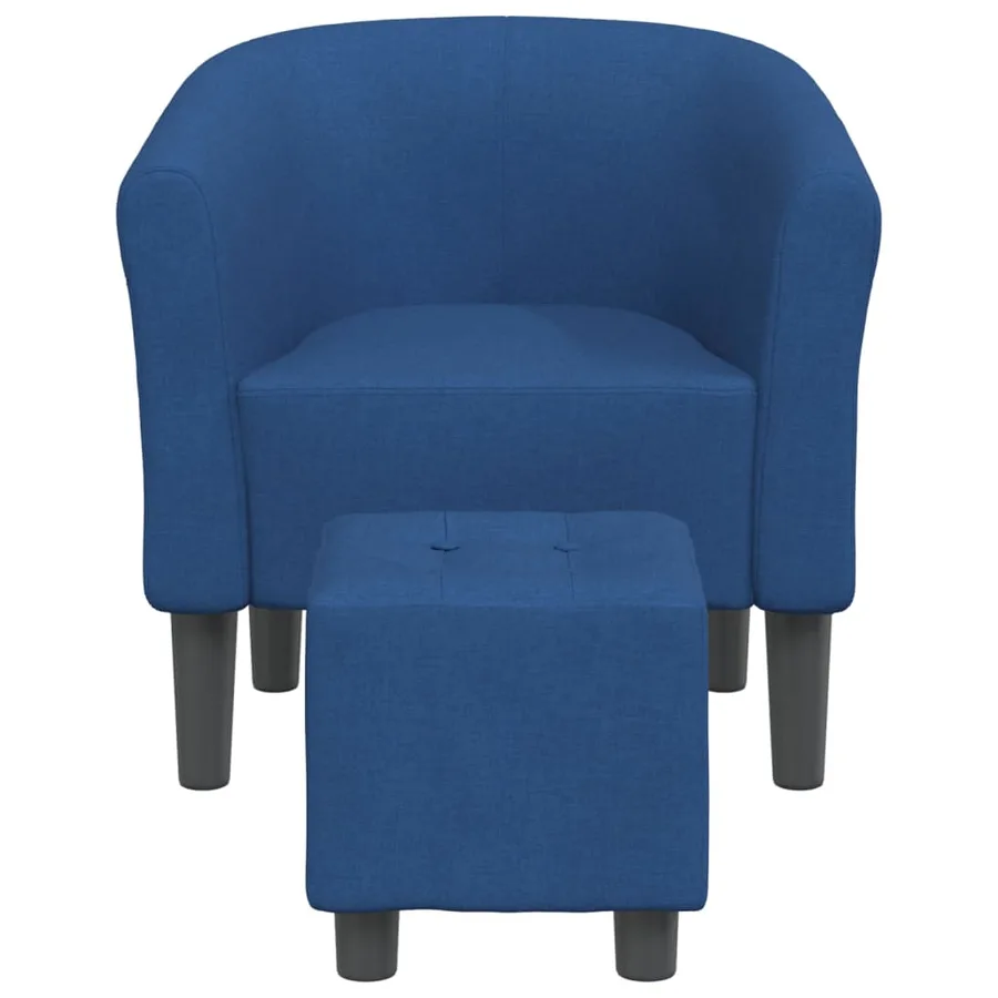 Chaise cabriolet avec repose-pied bleu tissu - 3
