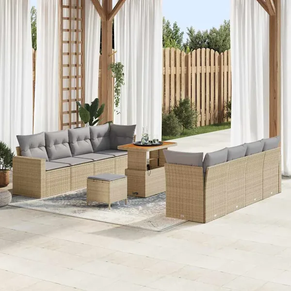 Ensemble de canapé de jardin 12 pcs Beige et Gris clair