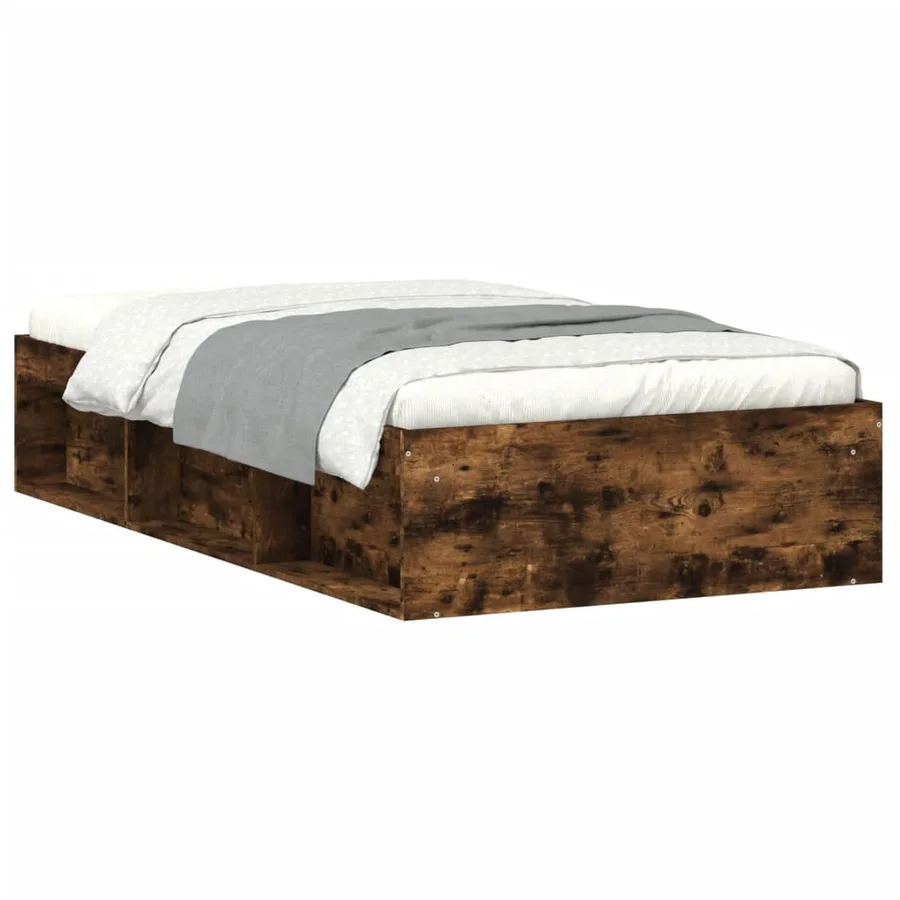 Cadre de lit sans matelas chêne fumé 100x200 cm - 2