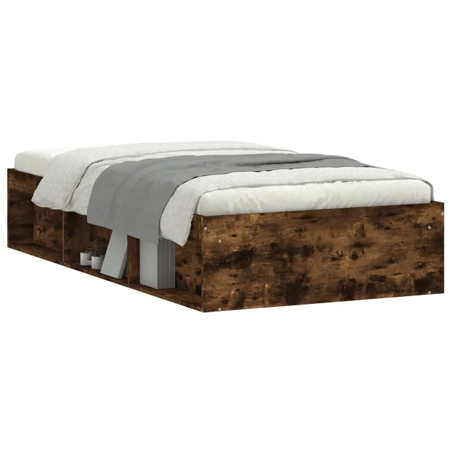 Cadre de lit sans matelas chêne fumé 100x200 cm - 3